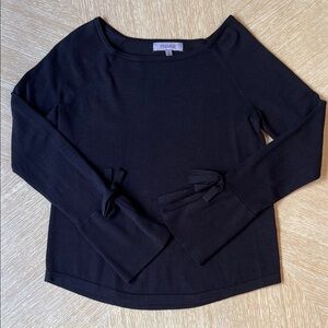Premise Navy Sweater with detailed bow cuffs